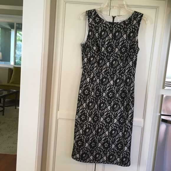 calvin klein black lace dress